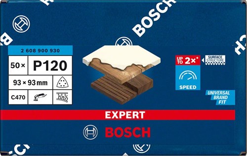 Bosch accessoires bosch expert c470 - schuurpapier - 93 x 93 mm - korrel 120 - 50 stuks