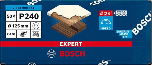 Bosch accessoires expert c470 schuurpapier voor excenterschuurmachines 125 mm, 8 gaten, k240 50-delig - 1 stuk(s) - 2608900914