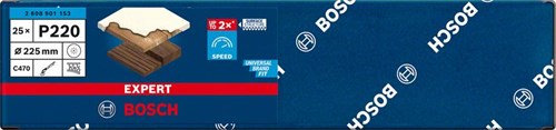 Bosch accessoires expert c470 schuurpapier voor excenterschuurmachines 225 mm, 19 gaten, k220 25-delig - 1 stuk(s) - 2608901153