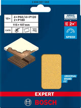 Bosch accessoires bosch accessories 2608901668 schuurpapier voor vlakschuurmachine korrelgrootte (num) 60, 120, 180 (l x b) 107 mm x 115 - afbeelding 2