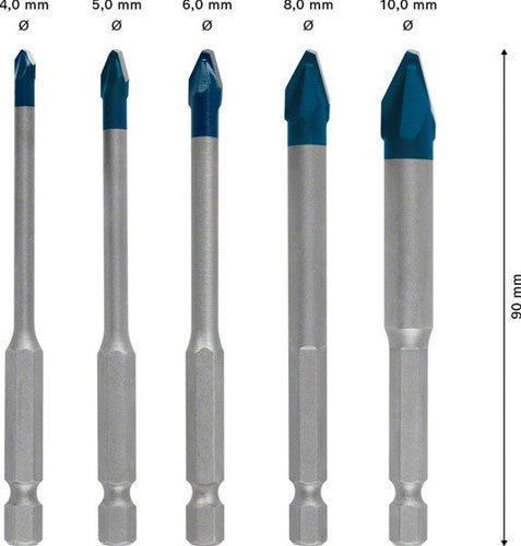 Bosch accessoires expert hardceramic hex-9 boorset 4 5 6 8 10 mm 5-delig - 1 stuk(s) - 2608900597