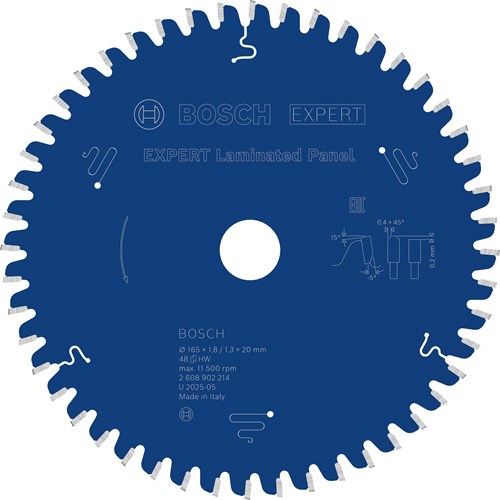 Bosch accessoires expert laminated panel-cirkelzaagblad | 165 x 1,8 1,3 x 20 mm | t48 - 2608902214