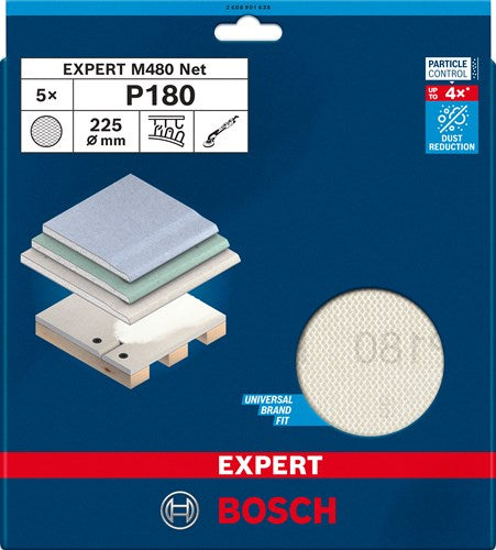 Bosch accessoires expert m480 schuurnet 225 mm, k 180, 5-delig - 2608901638