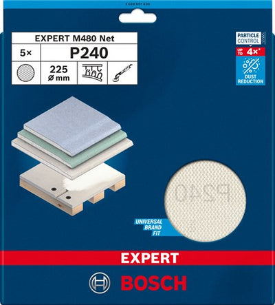 Bosch accessoires bosch accessories 2608901639 schuurnet voor wand- en plafondschuurmachine korrelgrootte (num) 240 (ø) 225 mm 5 stuk(s)