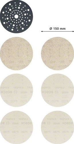 Bosch accessoires bosch expert m480 - schuurset voor excenterschuurmachines - 150mm - bosch particle control - rvs