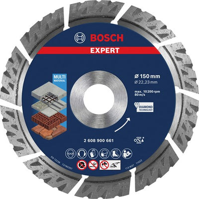 Bosch accessoires bosch accessories 2608900661 expert multimaterial diamanten doorslijpschijf diameter 150 mm boordiameter 22.23 mm steen