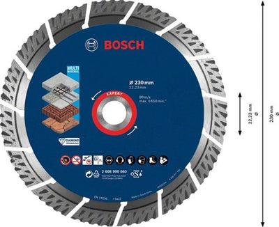 Bosch accessoires expert multimaterial diamantdoorslijpschijf 230 x 22,23 x 2,4 x 15 mm - 1 stuk(s) - 2608900663