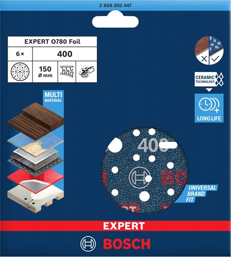 Bosch accessoires bosch professional expert schuurschijf 150mm p400 ve=6 - 2608902447