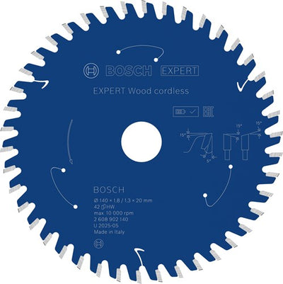 Bosch accessoires expert wood cordless cirkelzaagblad | 140 x 1,8 1,3 x 20 mm | t42 - 2608902140