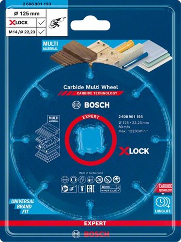Bosch accessoires multimaterial multi wheel x-lock doorslijpschijf 125 mm + multiconstruction universeelborenset - 061599765r