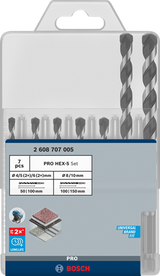 Bosch blauw bosch accessoires pro betonborenset hex-5 | 5-delig | 4x100, 5x100, 6x100, 8x150, 10x150mm - 2608707005 - afbeelding 2