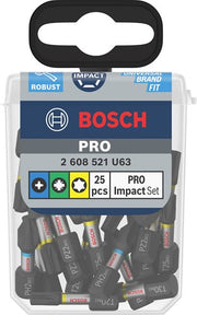 Bosch accessoires pro impact schroefbitset | ph2 (x5) | pz2 (x5) | t20 (x5) | t25 (x5) | t30 (x5) | 25 mm | 25 stuks - 2608521u63 - afbeelding 1