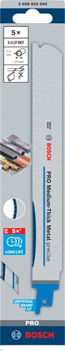Bosch accessoires pro medium-thick metal precise s1137bef zaagblad | 1 |1 x 25 x 225 mm | 5-delig - 2608658994 - afbeelding 1