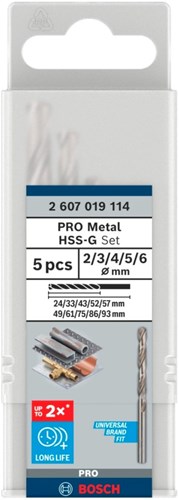 Bosch accessoires pro metal hss-g spiraalboorset | 5-delig - 2607019114 - afbeelding 1