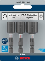 Bosch accessoires pro nutsetter impact dop | 8 x 50 | 10 x 50 | 13 x 50 mm | 3-delig - 2608521u64 - afbeelding 1