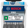 Bosch accessoires pro pozidriv slagschroefbit | pz2 | 55 mm | 15 stuks - 2608522546