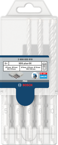 Bosch pro sds plus-5x boorhamerset 5 6 8 6 8 10 12 mm 7-delig - 2...