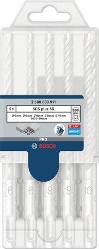 Bosch accessoires pro sds plus-5x hammer drill bit set | 6 6 8 8 10 mm | 5 pcs - 2608833911