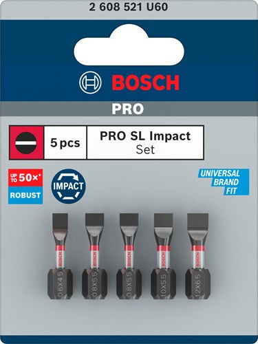 Bosch accessoires pro sl impact bits | sl4.5 | sl5.5 (x2) | sl5.5 | sl6.5 | 25 mm | 5 stuks - 2608521u60