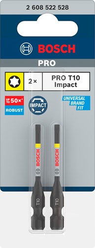 Bosch accessoires pro torx slagschroefbit | t10 | 55 mm | 2-delig - 2608522528