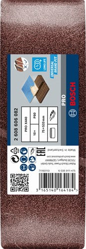 Bosch accessoires schuurbanden redwood | 75 x 533 mm | k80 | per 10 | 2608606082 - 2608606082