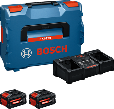 Bosch blauw 18v 8,0ah accu starterset exba18v-80 2-320 | 2x 8.0ah exba18v-80 accu + lader exal18v2-320 - 1600a0373x