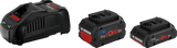 Bosch blauw 18v starterset met 2 accu's | 1x procore18v 5.5ah + 1x procore18v 4,0ah + lader gal 1880 cv - 1600a0214a - afbeelding 1