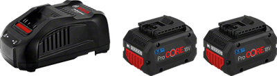 Bosch blauw 18v starterset met 2 accu's procore18v 5.5ah + lader gal 1880 cv - 1600a0214c
