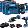 Bosch blauw accutoolkit 3 toolkit 18v (2x gba 18v 5.0ah, lader gal 18v-40, gsr 18v-65, gbh 18v-22, gws 18v-8) - 0615a5009g