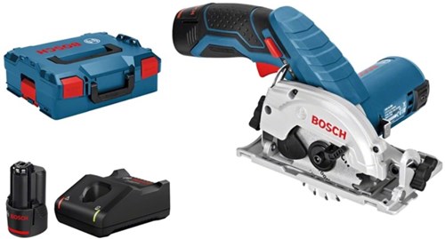 Bosch blauw bosch professional gks 12v-26 cirkelzaag - met 2x 12v accu en lader - in l-boxx