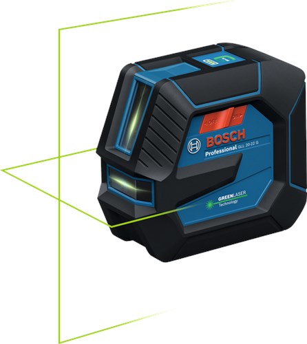 Bosch blauw bosch professional gll 20-22 g - lijnlaser - (4x batterij 1,5v lr6 (aa), laserrichtbord, houder lb10, statief bt 150, alkalinebatterij-adapter, tas)