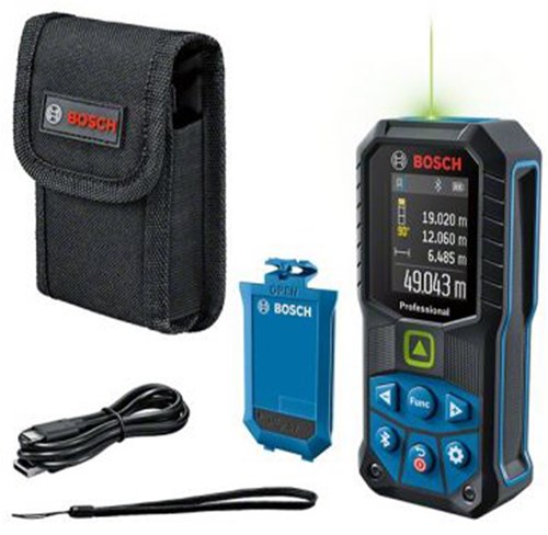 Bosch blauw glm 50-27 cg | professional laserafstandsmeter 50 meter groen (1x 3.7v 1.0ah accu + usb-c kabel) - 0601072u01