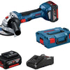 Bosch blauw gws 18v-7 professional 18v accu haakse slijpmachine | 4.0ah accu's - 06019h9005