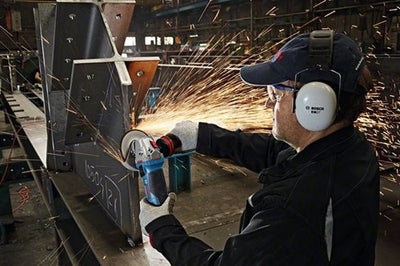 Bosch blauw slijpmachine gws 19-125 cie (beschermkap, handgreep vibration control, opnameflens, pensleutel, spanmoer)