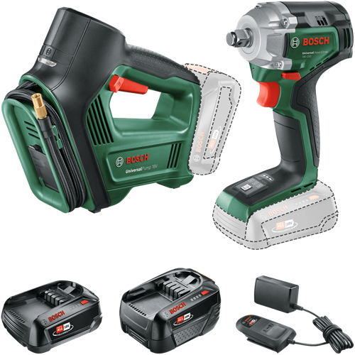 Bosch groen accutoolkit combipack universalimpactdrive 18v-350 + universalpump 18v | incl. 1x pba 18v 2,0 ah, 1x pba 18v 4,0 ah - 0615a5009c