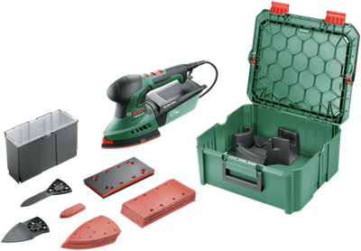 Bosch groen psm 200 aes | multischuurmachine + systembox | 200w | incl. accessoires
