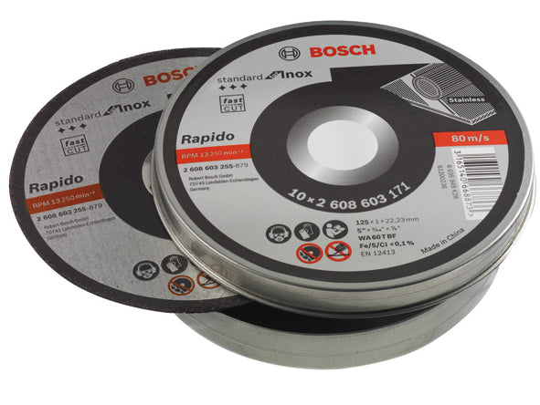 Bosch accessoires bosch doorslijpschijven metaal inox 125mm x 1 mm | per 10 - 2608603255