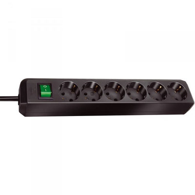 Brennenstuhl eco-line met schakelaar 6-voudig zwart 3 m h05vv-f 3g1,5 - 1159500400