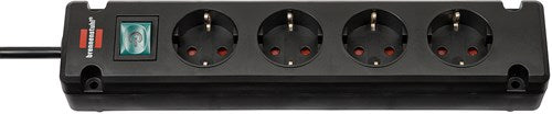 Brennenstuhl bremounta stekkerdoos 4-voudig zwart 1,5m h05vv-f 3g1,5| per 4 - 1150650114