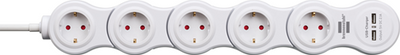 Brennenstuhl vario power stekkerdoos met usb 5-voudig wit, 1,4m h05vv-f 3g1,5 - 1155350210