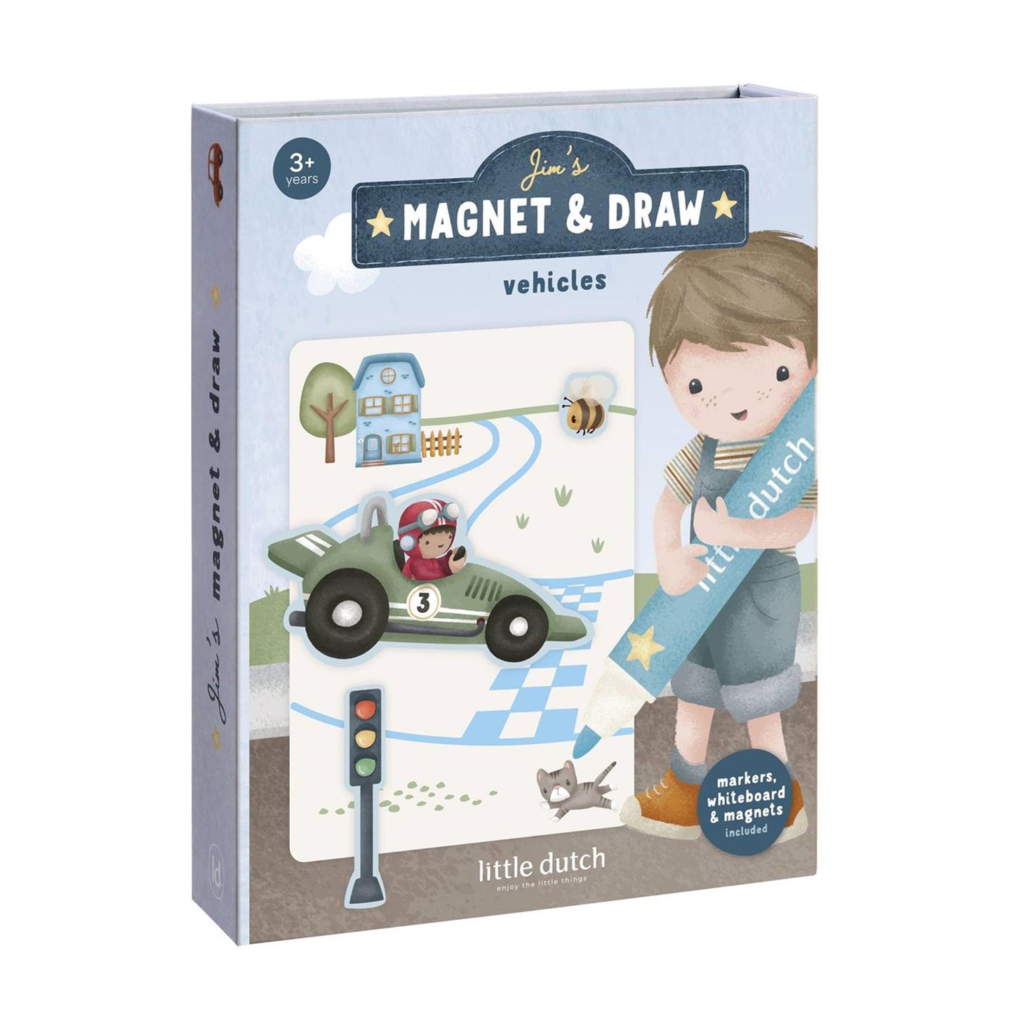 Little dutch magneetset jim vehicles - complete set - cadeautip - creatief speelgoed