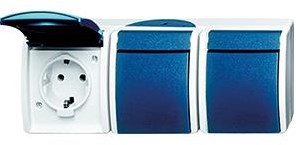 Busch jaeger swd opbouw stopcontact ra 3 voudig horizontaal blauw - 4696060