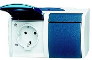 Busch jaeger swd opbouw stopcontact ra dubbel horizontaal blauw - 4696010