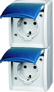 Busch jaeger swd opbouw stopcontact ra dubbel verticaal blauw - 4696020