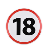Button verkeersbord 18 jaar ø15cm - afbeelding 1
