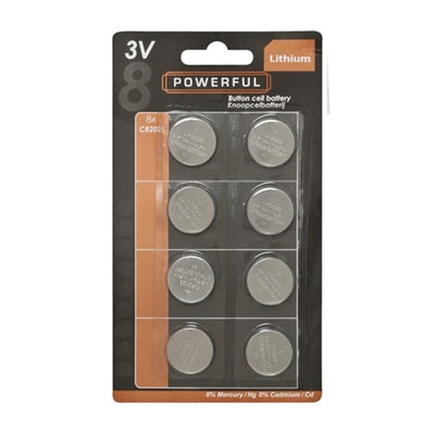 Powerful knoopcel batterij cr2025 kaart a 8st.