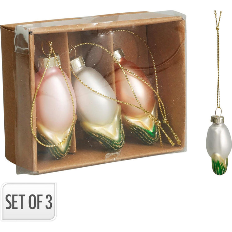 Home styling hangdeco tulp set van 3 stuks 7cm glas