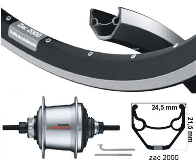 Kgs shimano ryde achterwiel 28 inch 622 zwart met remrand nexus 7 disk of velgrem