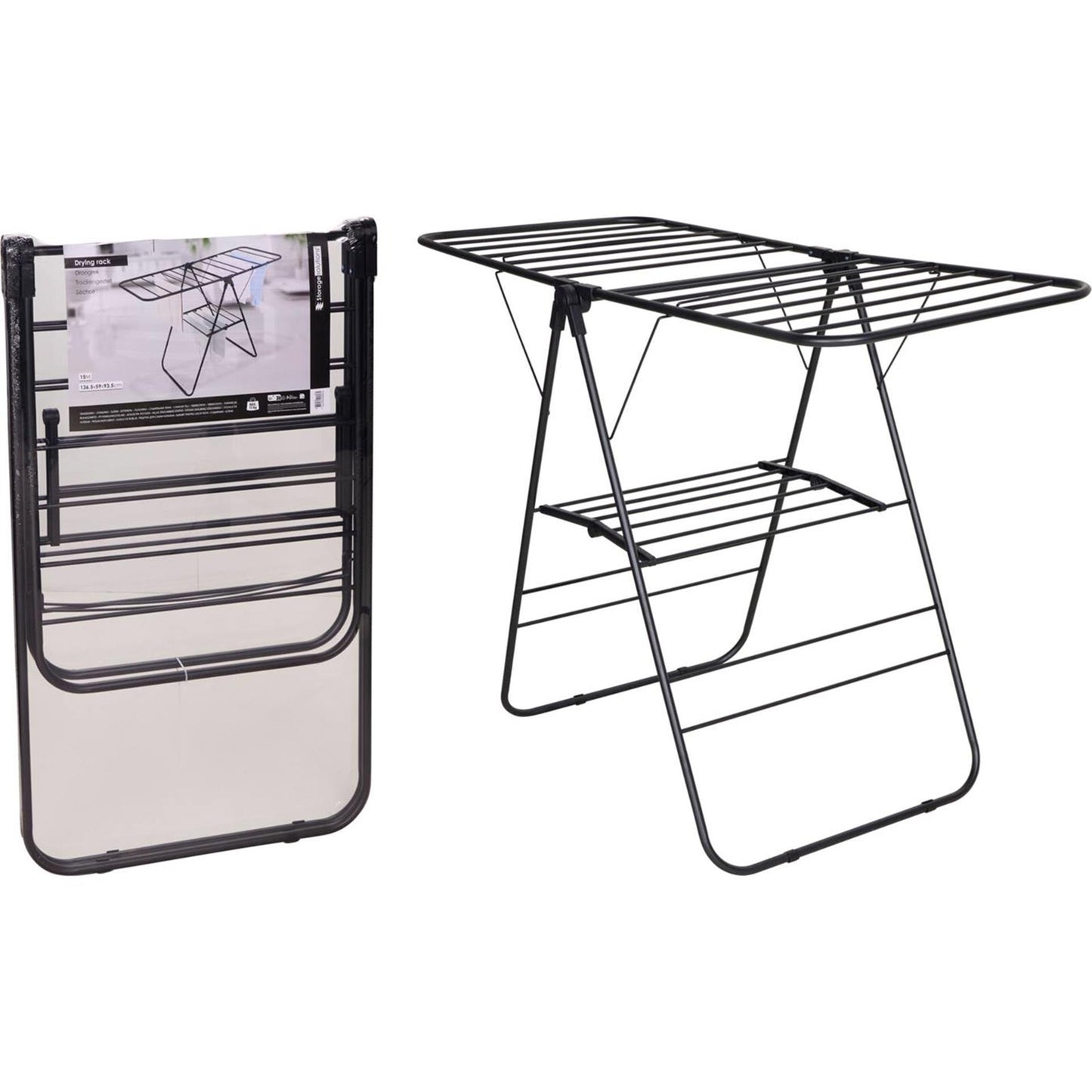 Storage solutions droogrek 15 meter t-model metaal 136,x59x93,5cm zwart 2kg