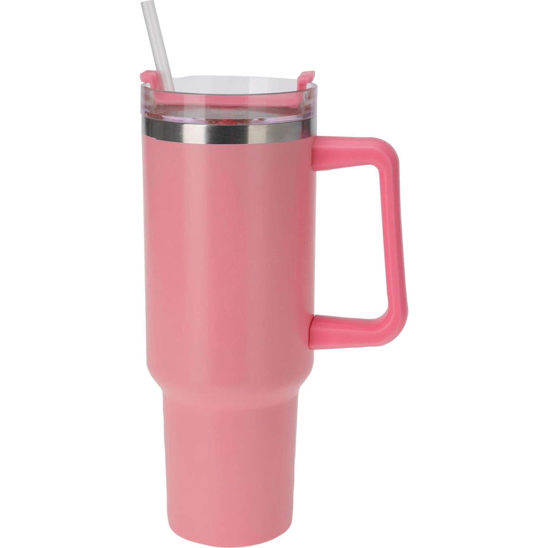 Excellent houseware isoleerbeker rvs met rietje 1200ml